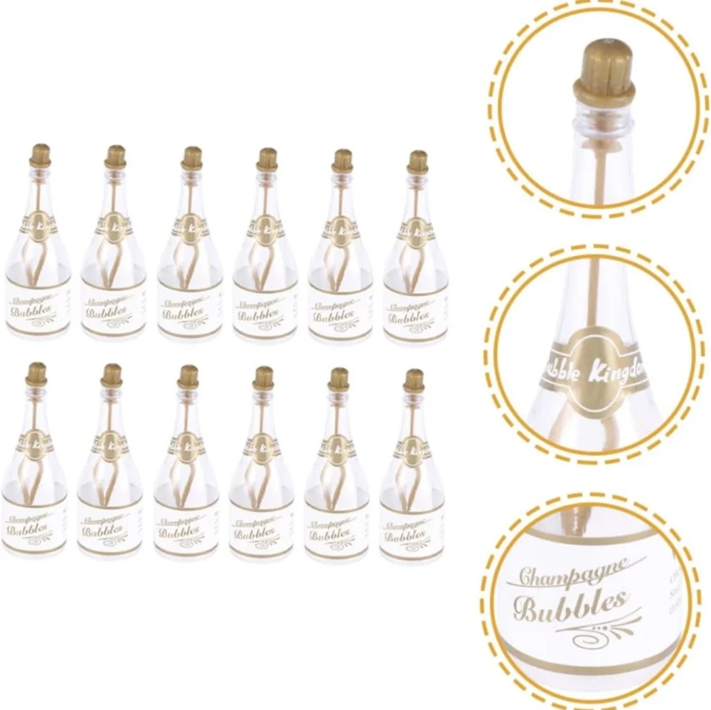 12 Champagne Bubbles Bottles for Weddings and Parties - Refillable Empty Bubble